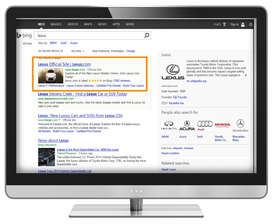 Bing image extension ad
